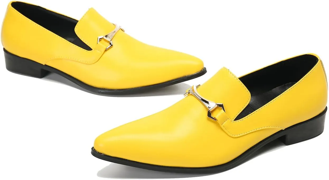 Men's Loafers Slip-Ons Dress Casual Business Penny Loafers Prom Wedding Tuxedo Business Smoking Summer Gold Chain Party Shoes for Boy