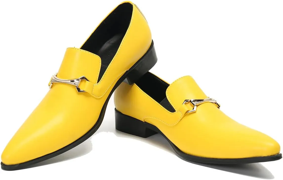 Men's Loafers Slip-Ons Dress Casual Business Penny Loafers Prom Wedding Tuxedo Business Smoking Summer Gold Chain Party Shoes for Boy