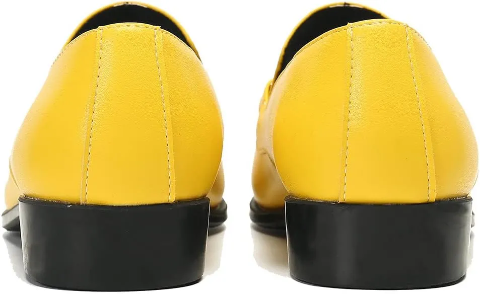 Men's Loafers Slip-Ons Dress Casual Business Penny Loafers Prom Wedding Tuxedo Business Smoking Summer Gold Chain Party Shoes for Boy