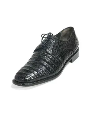 Men's Los Altos Genuine Caiman Belly Cap Toe Black Shoe