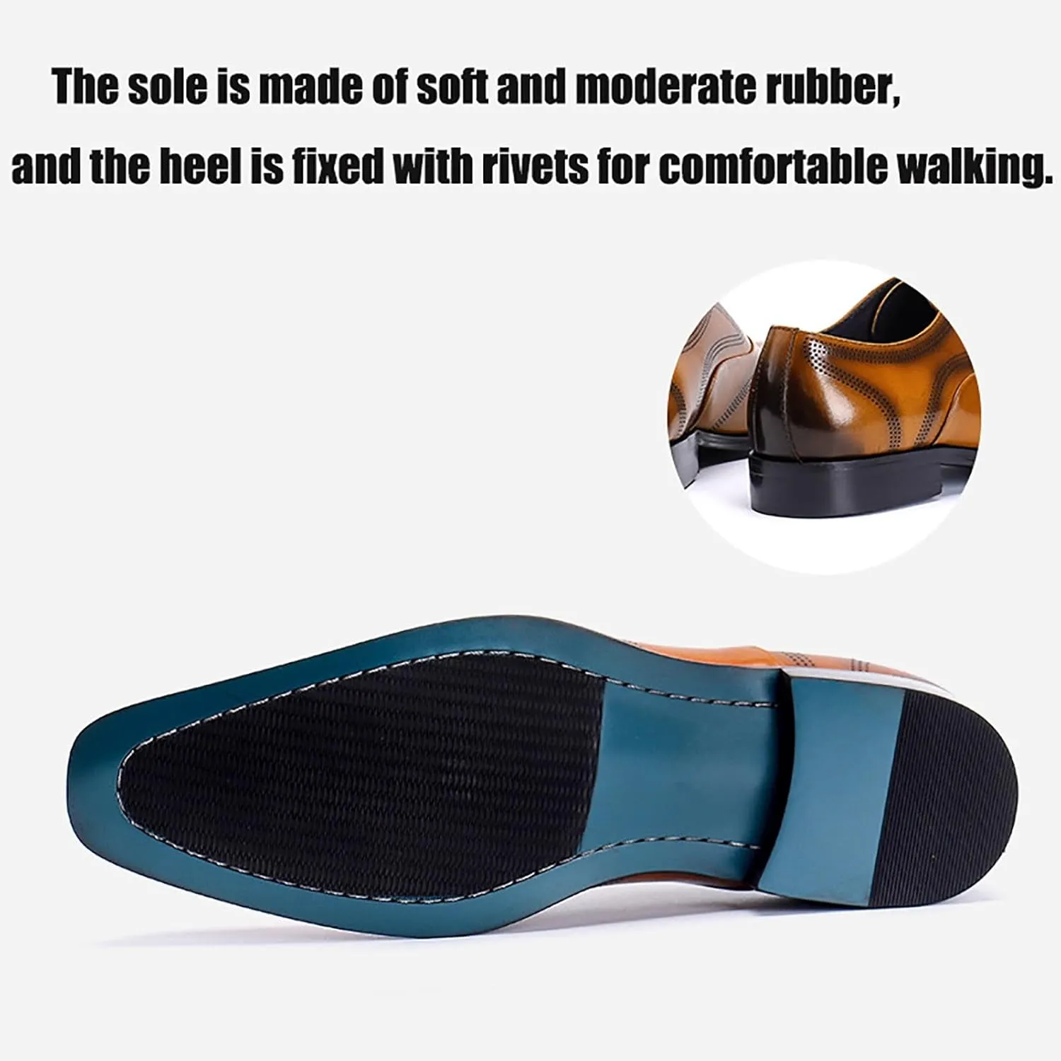 Men's Premium Leather Business Casual Shoes for Office, Wedding and Formal Events Non-Slip Rubber Sole, Handcrafted Cowhide & Comfort Fit