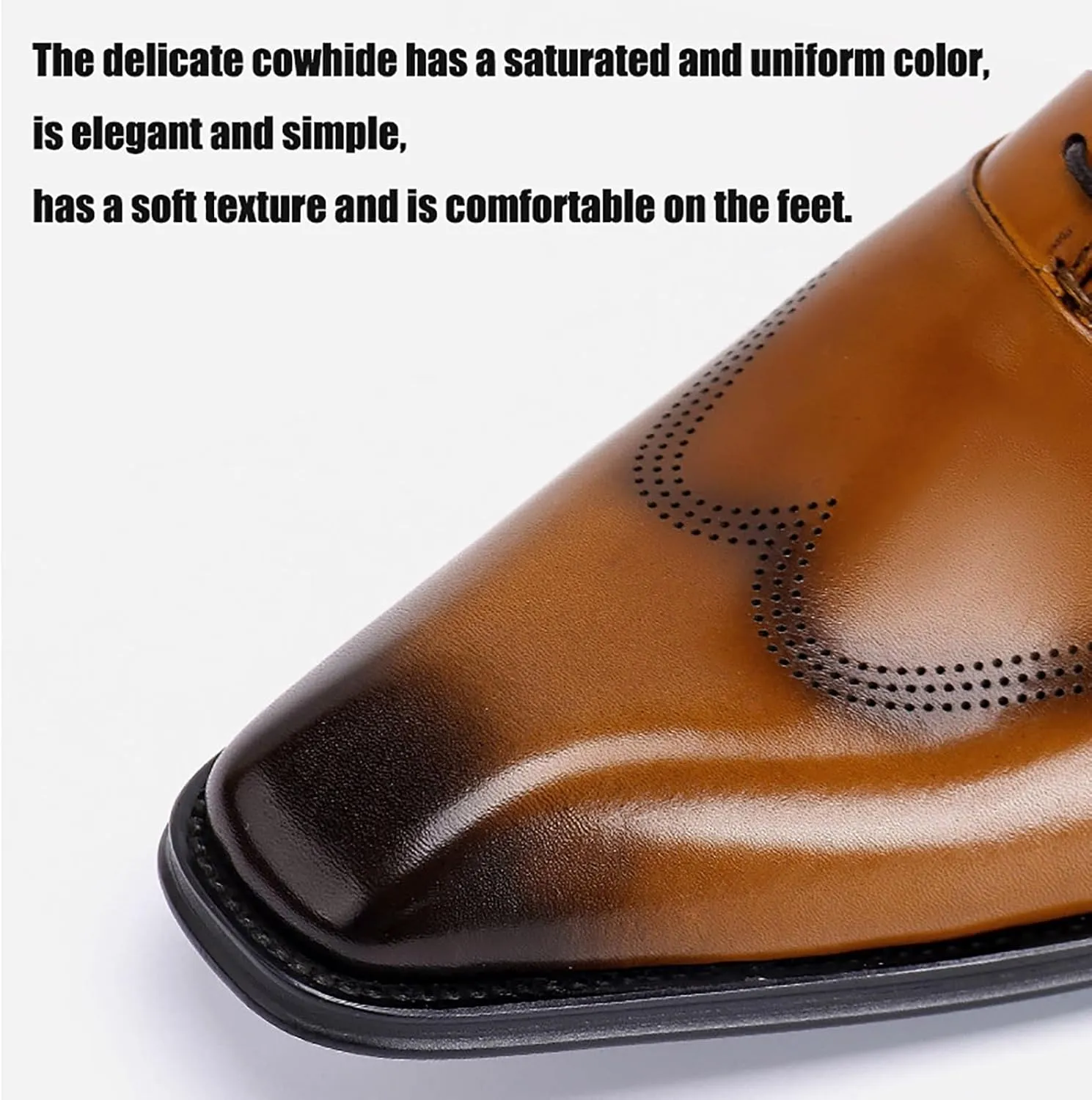 Men's Premium Leather Business Casual Shoes for Office, Wedding and Formal Events Non-Slip Rubber Sole, Handcrafted Cowhide & Comfort Fit