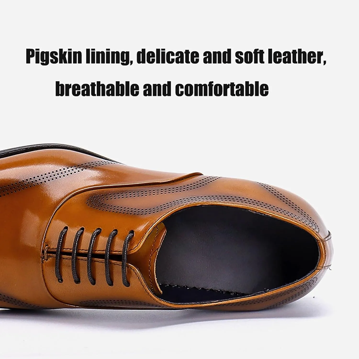Men's Premium Leather Business Casual Shoes for Office, Wedding and Formal Events Non-Slip Rubber Sole, Handcrafted Cowhide & Comfort Fit