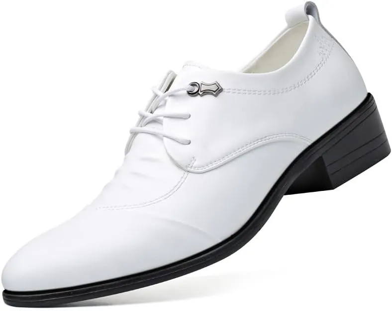 Men's Tuxedo Dress Shoes Pointed Toe Shiny Patent Leather Lace Up Casual Prom Party Shoes Classic Faux Patent Business Derby Wedding Oxford Shoes
