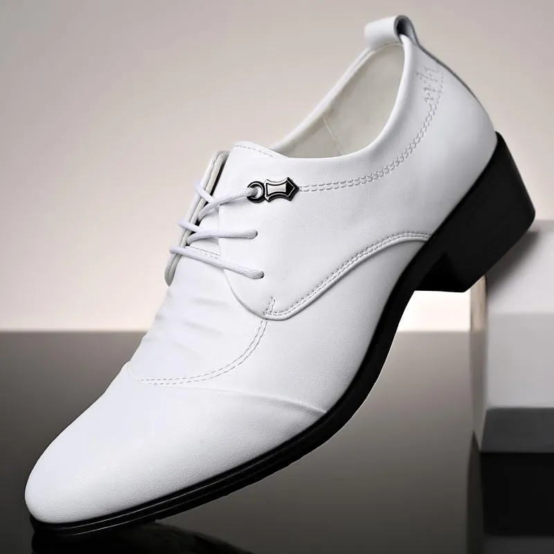 Men's Tuxedo Dress Shoes Pointed Toe Shiny Patent Leather Lace Up Casual Prom Party Shoes Classic Faux Patent Business Derby Wedding Oxford Shoes