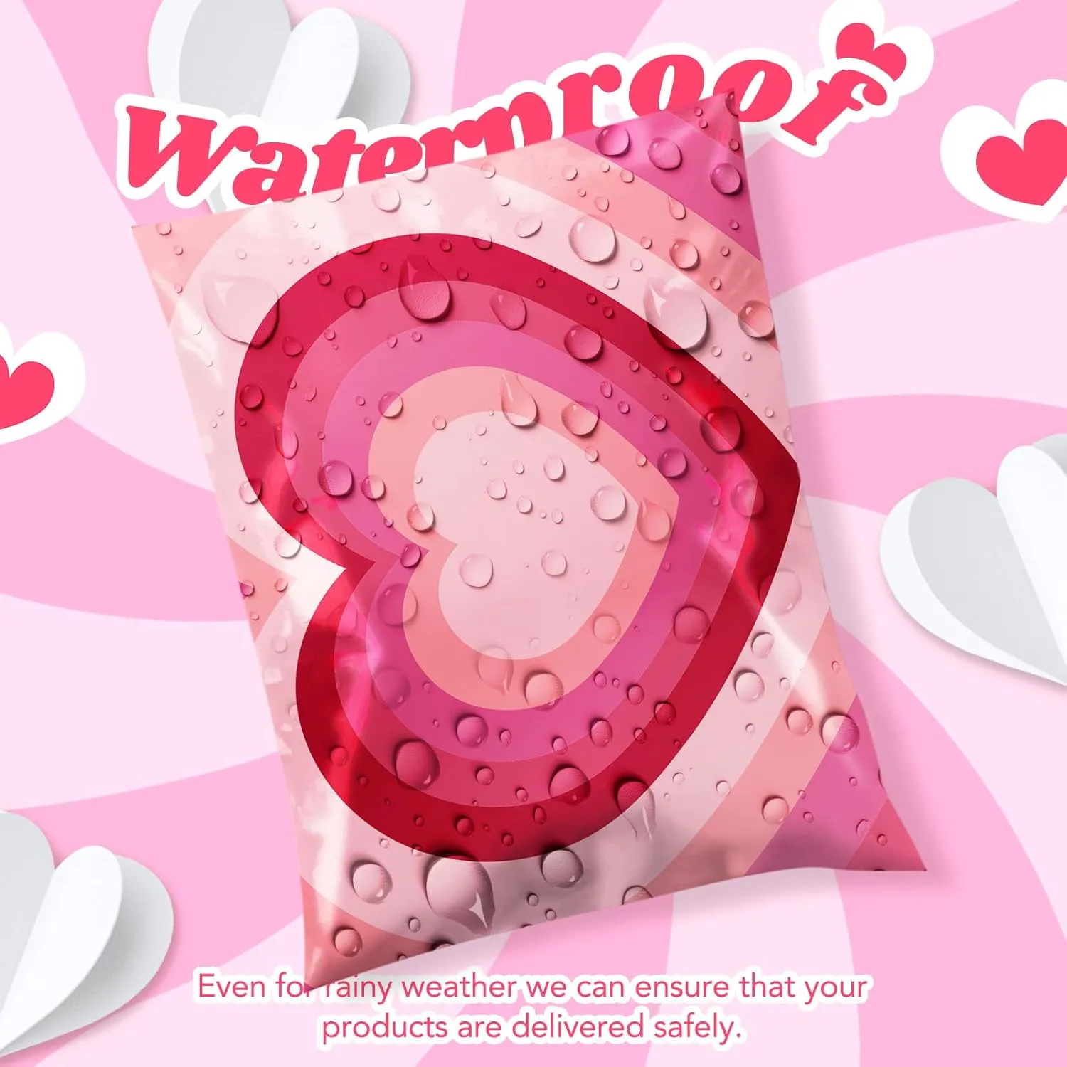 Metronic Poly Mailers 14.5x19 Inch 50pc Shipping Bags for Clothes,Strong Adhensive Shipping Envelopes for Small Business,Waterproof Mailers Poly Bags for Shipping,Packaging Mailing Bags Pink Heart