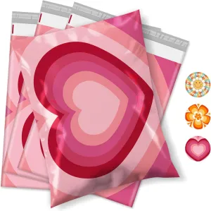 Metronic Poly Mailers 14.5x19 Inch 50pc Shipping Bags for Clothes,Strong Adhensive Shipping Envelopes for Small Business,Waterproof Mailers Poly Bags for Shipping,Packaging Mailing Bags Pink Heart