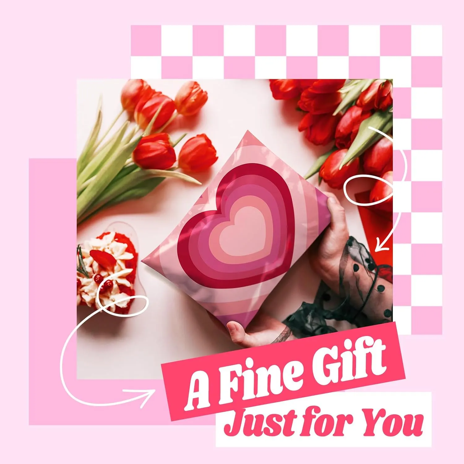 Metronic Poly Mailers 14.5x19 Inch 50pc Shipping Bags for Clothes,Strong Adhensive Shipping Envelopes for Small Business,Waterproof Mailers Poly Bags for Shipping,Packaging Mailing Bags Pink Heart