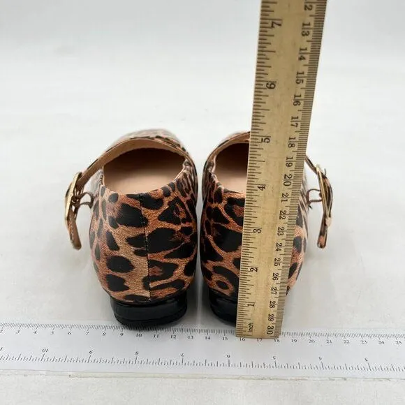 Milooey Brown Leopard Square Toe Mary Jane Chunky Low Heels Business Shoes