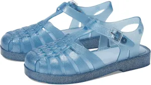 Mini Melissa Girls Possession Shiny (Little Big Kid) Fisherman Sandal, Glitter Blue, 12