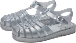 Mini Melissa Girls Possession Shiny (Little Big Kid) Fisherman Sandal, Glitter Clear, 3