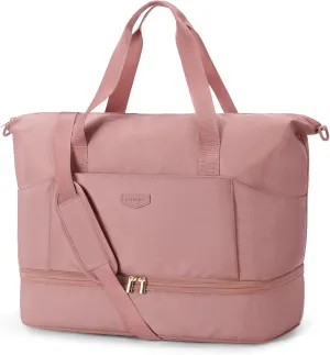Missnine Weekender Bag for Women, Foldie Travel Bag Expandable with Shoes Compartment Travel Duffel 50L Carry on Overnight Gym
