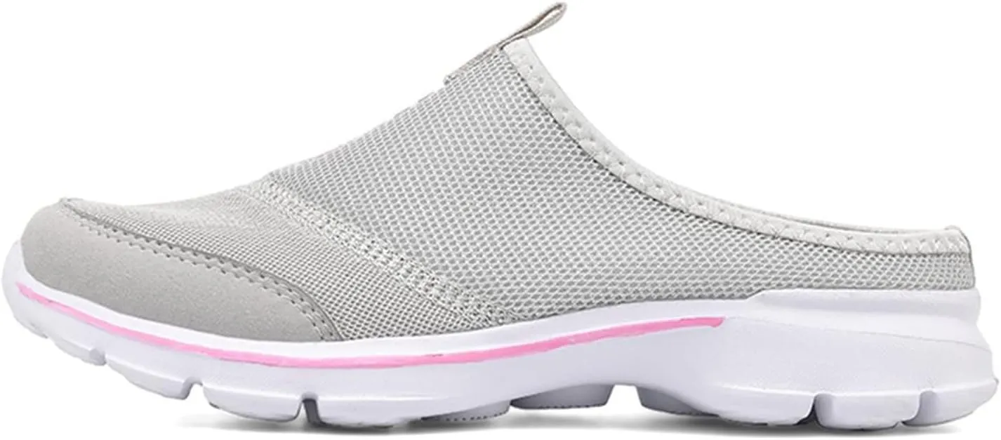 MizHome Women's Backless Walking Sneakers Summer Slip-on Mule Shoes Closed Toe Slippers