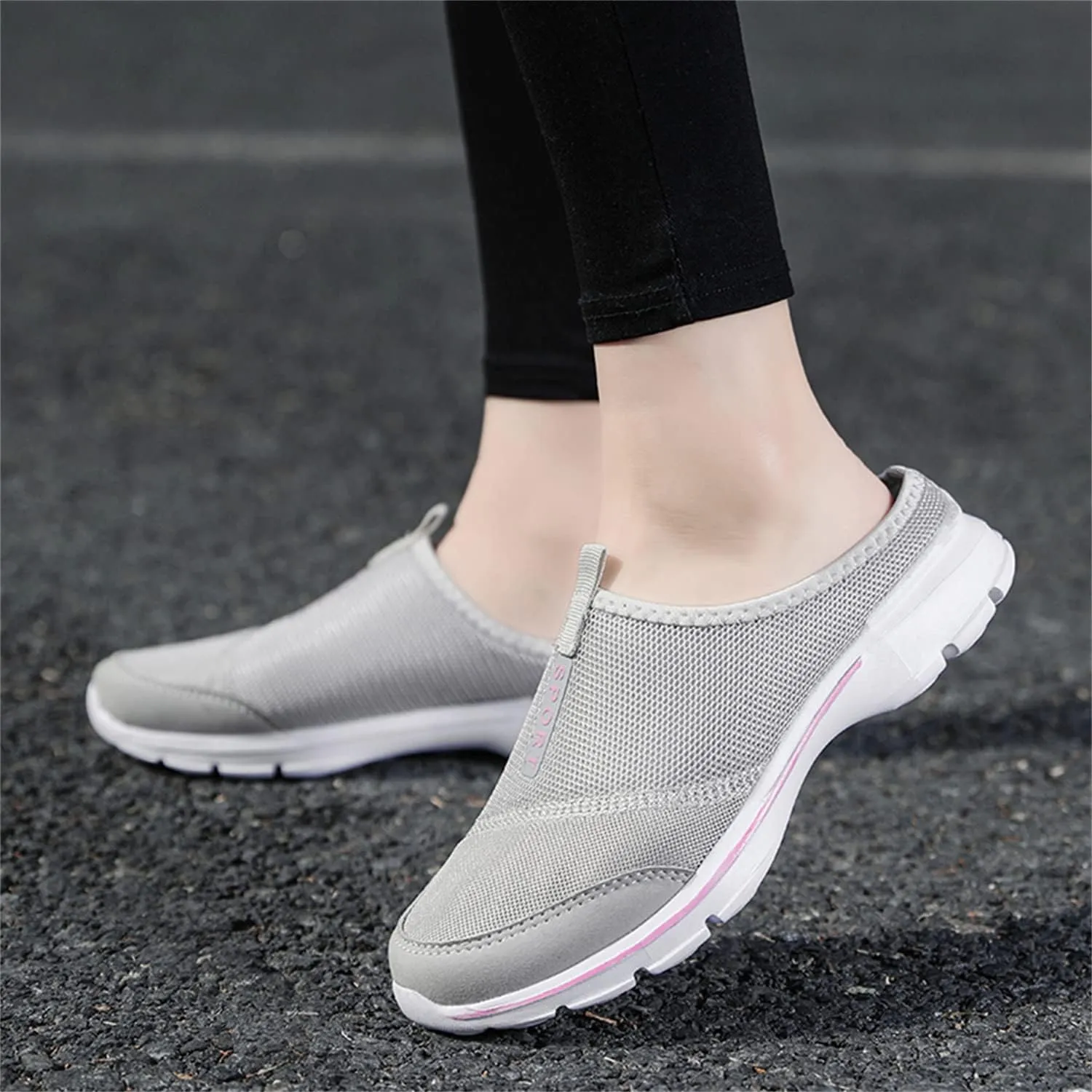 MizHome Women's Backless Walking Sneakers Summer Slip-on Mule Shoes Closed Toe Slippers