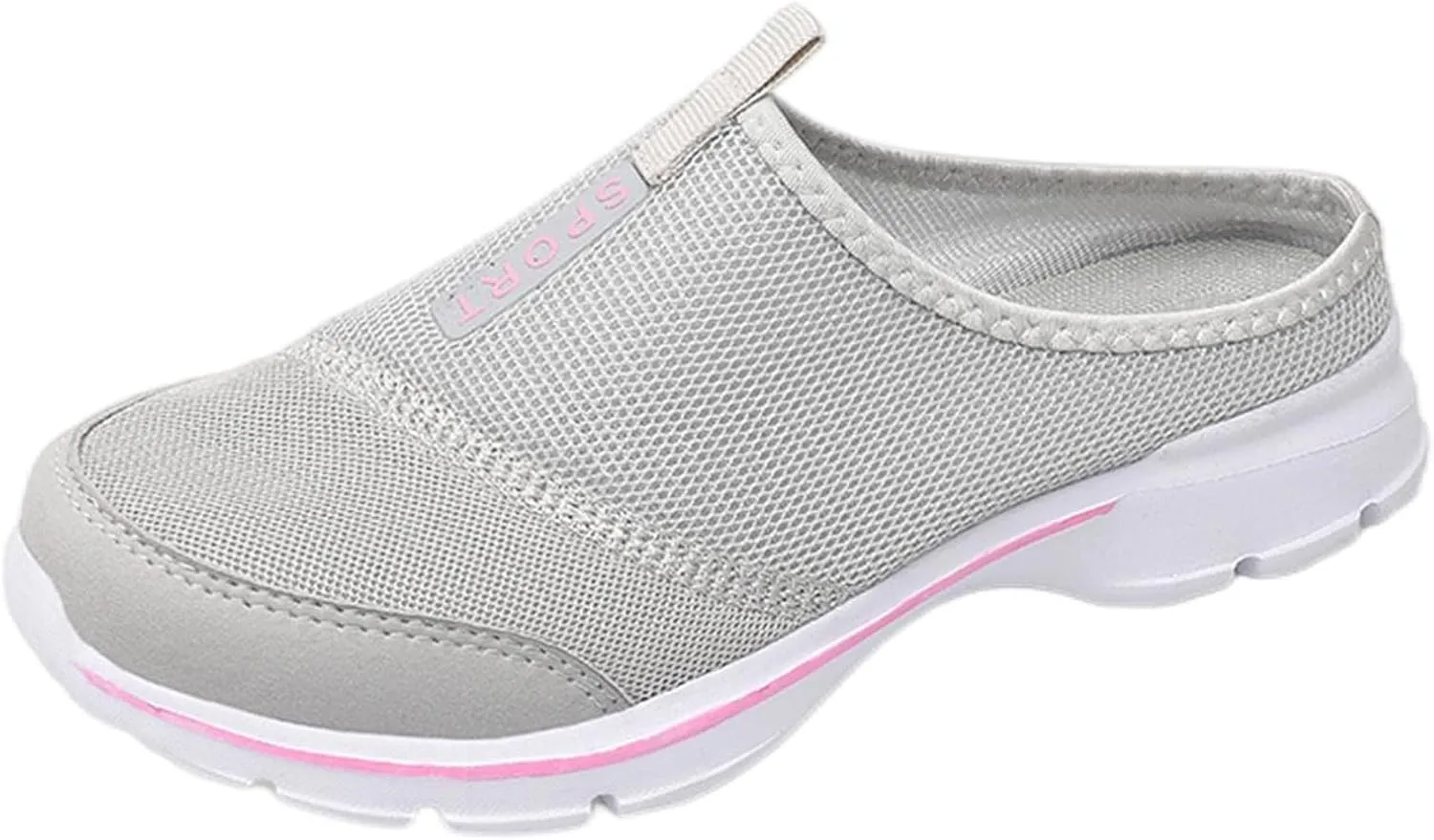 MizHome Women's Backless Walking Sneakers Summer Slip-on Mule Shoes Closed Toe Slippers