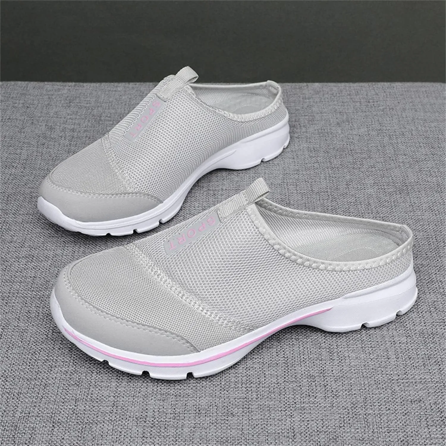 MizHome Women's Backless Walking Sneakers Summer Slip-on Mule Shoes Closed Toe Slippers