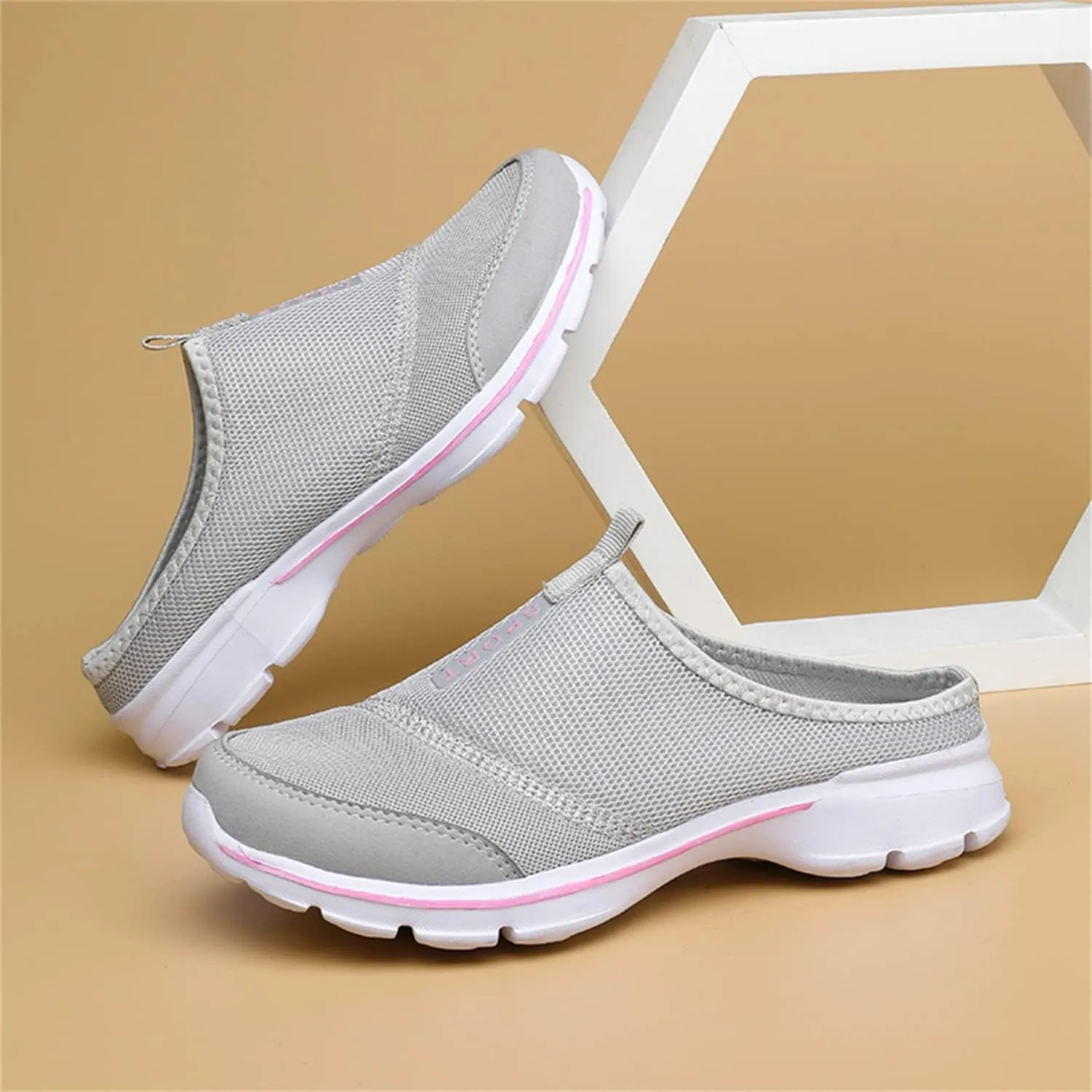 MizHome Women's Backless Walking Sneakers Summer Slip-on Mule Shoes Closed Toe Slippers
