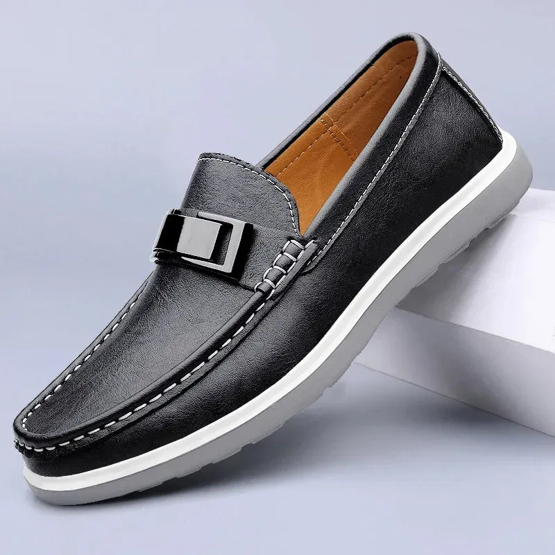 Mocassim Masculino de Couro Casual Loafer Verão