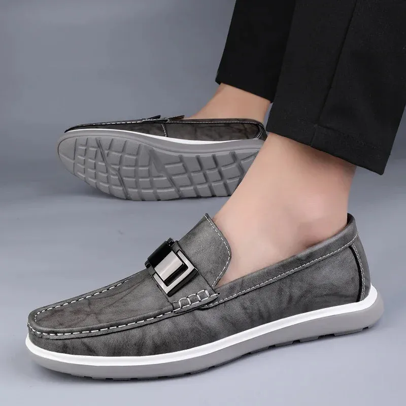 Mocassim Masculino de Couro Casual Loafer Verão
