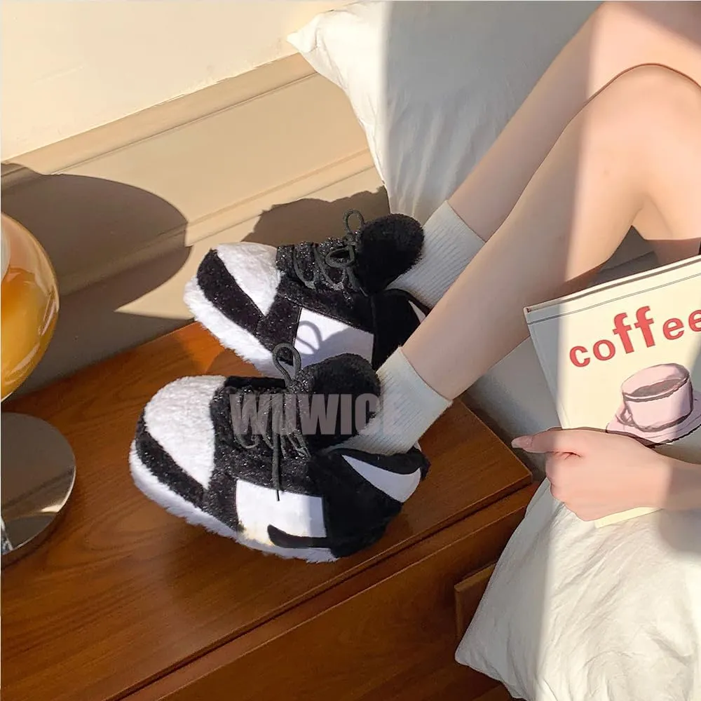 MOLERFO Sneaker Slippers Non Slip Sole Indoor House Plush Slippers Unisex Indoor Floor Cotton Shoes