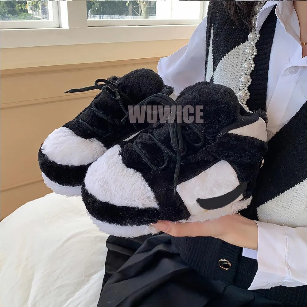 MOLERFO Sneaker Slippers Non Slip Sole Indoor House Plush Slippers Unisex Indoor Floor Cotton Shoes