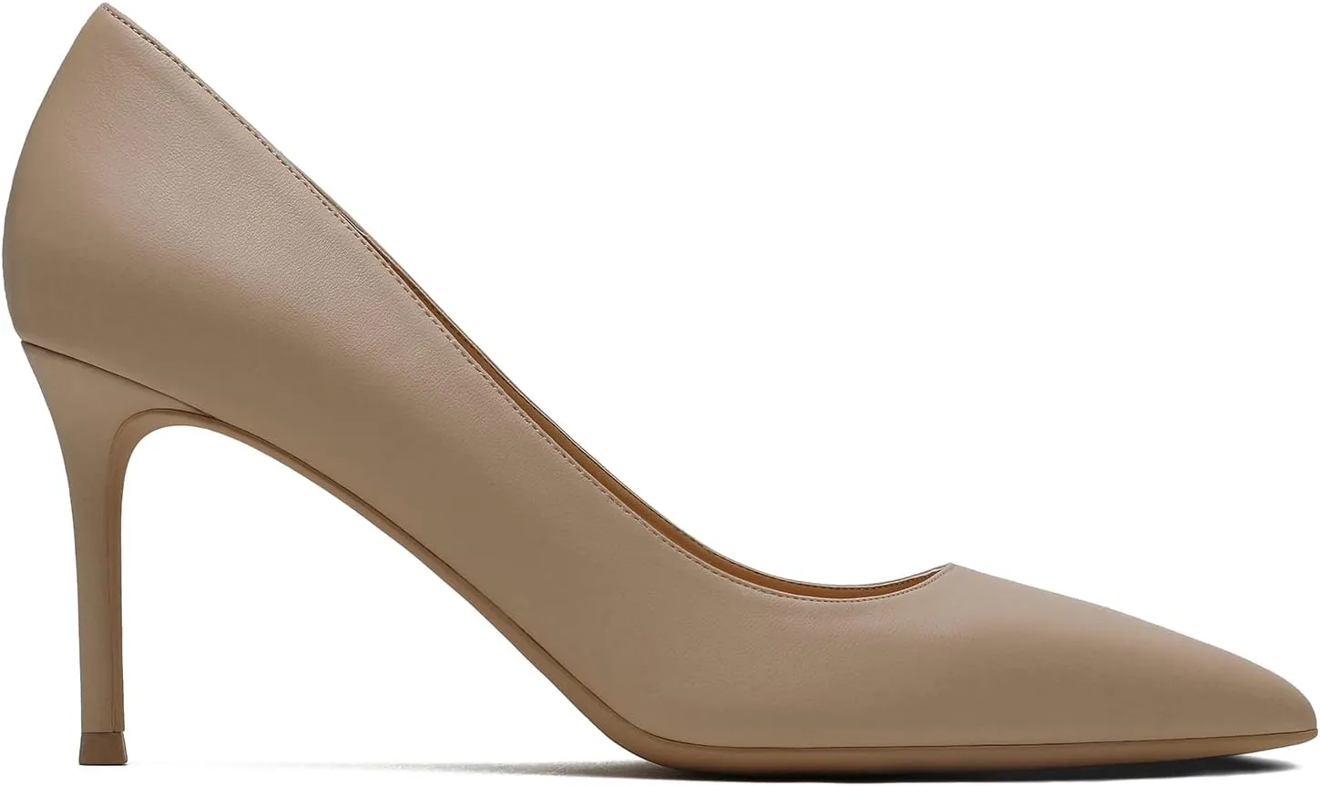 MOOMMO Women Classic High Heels Pumps Shoes Pointed Toe Slip On Satin Heels Stiletto Dress Shoes Pointed Closed Toe 3" Kitten Heel Sandals Office Ladies Bridal Wedding Party Formal Basic 4-13 M US