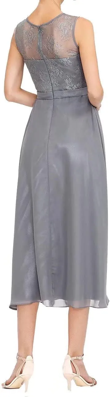 Mother of The Bride Dresses for Women Elegant Two Piece Tea Length Formal Evening Dress with Jacket