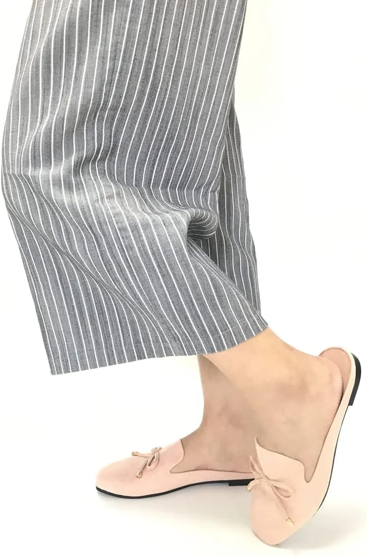 Mule Loafers for Women Flats Bowknot Slip On Slides Open Back Summer Casual Shoes