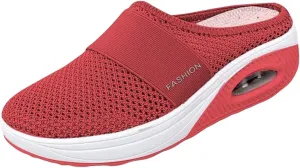 Mules for Women 2025 Backless Walking Sneakers Summer Slip-On Mule Shoes Mesh Air Cushion Orthopedic Diabetic Shoes with Arch-Support Open Back Slip On Shoes Breathable Slippers Closed Toe Slides