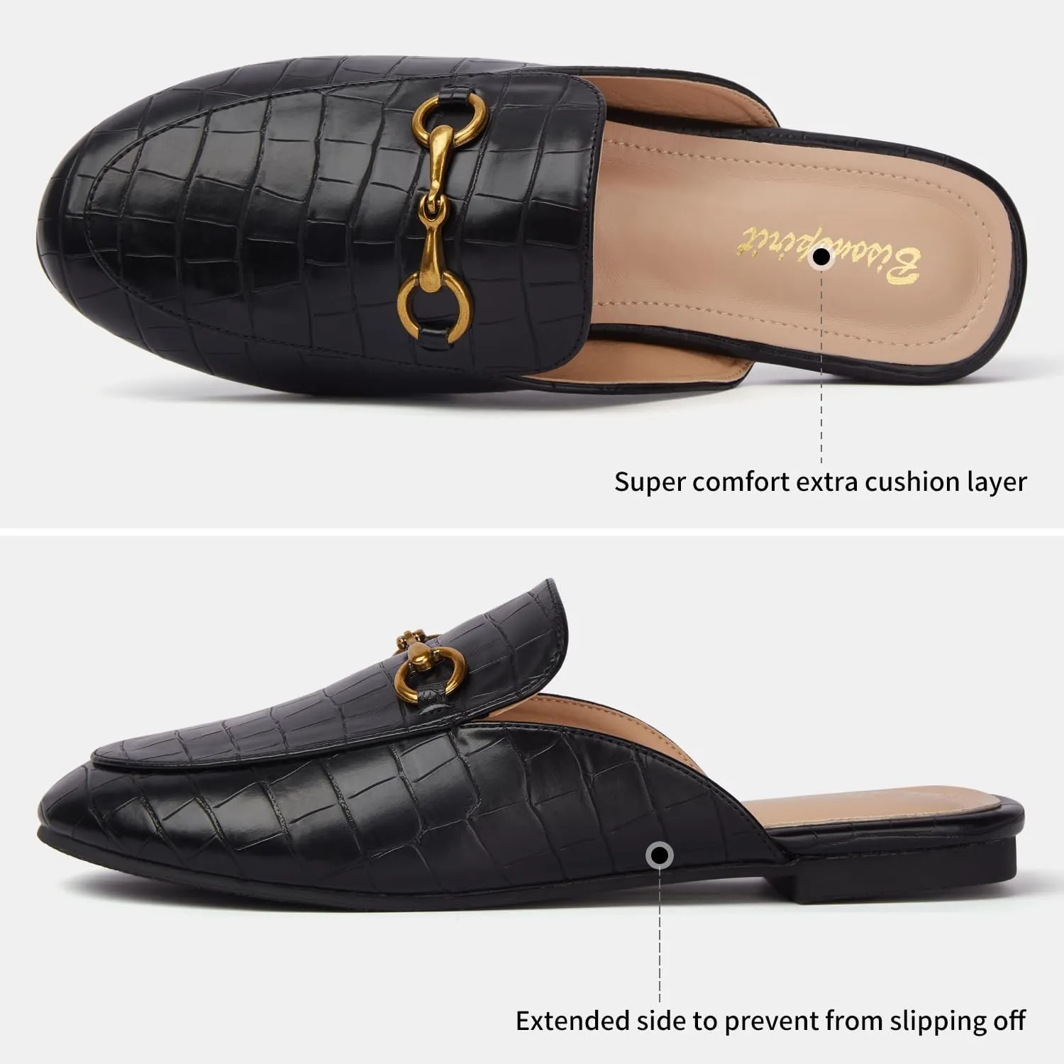 Mules for Women Flats Round Toe Slip On Mules Comfortable Loafer Shoes
