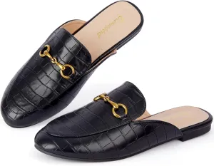 Mules for Women Flats Round Toe Slip On Mules Comfortable Loafer Shoes