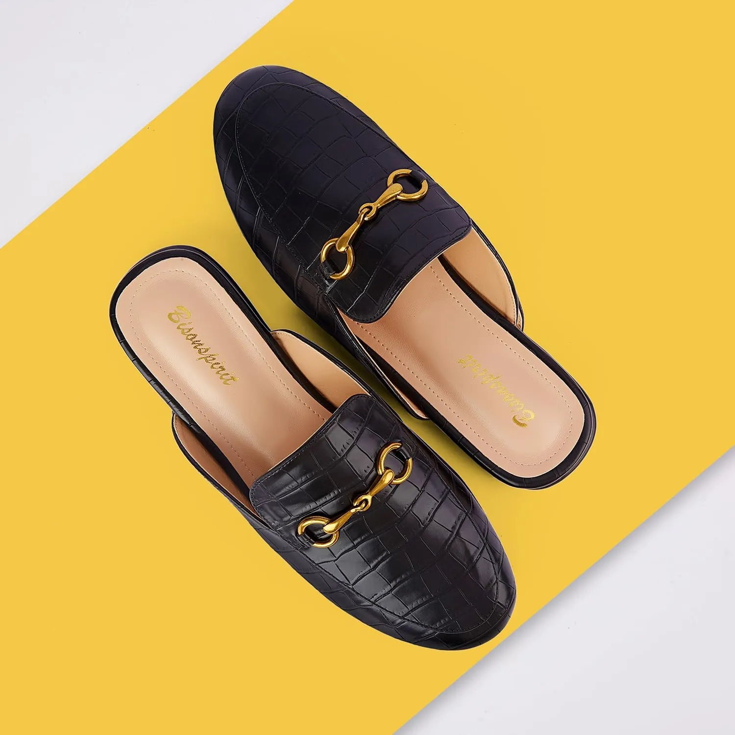 Mules for Women Flats Round Toe Slip On Mules Comfortable Loafer Shoes