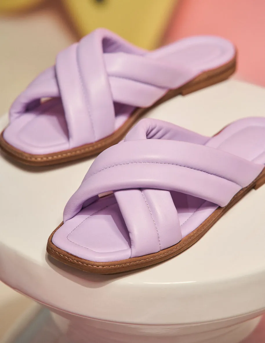 Mules plates Théa - Cuir lilas