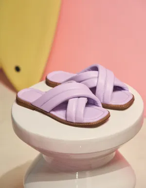 Mules plates Théa - Cuir lilas