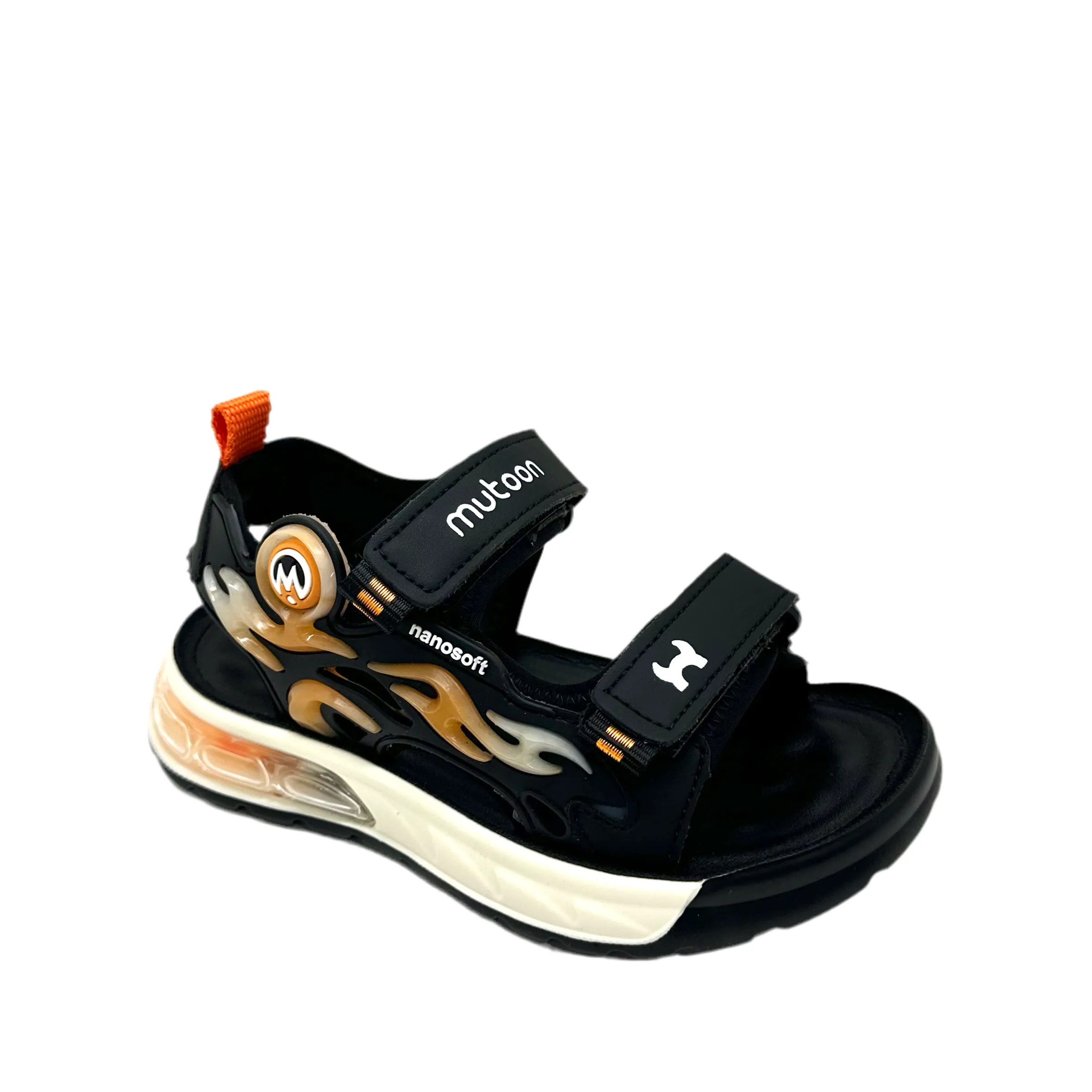 MUTONG DOUBLE-STRAP BLACK/ORANGE BOYS SANDAL