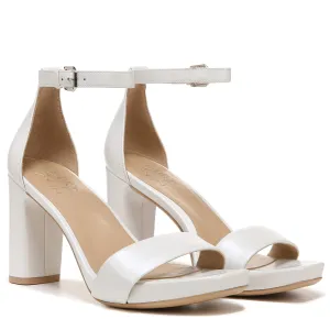 Naturalizer Womens Joy Ankle Strap Heeled Dress Sandal,White Leather,9.5 Wide