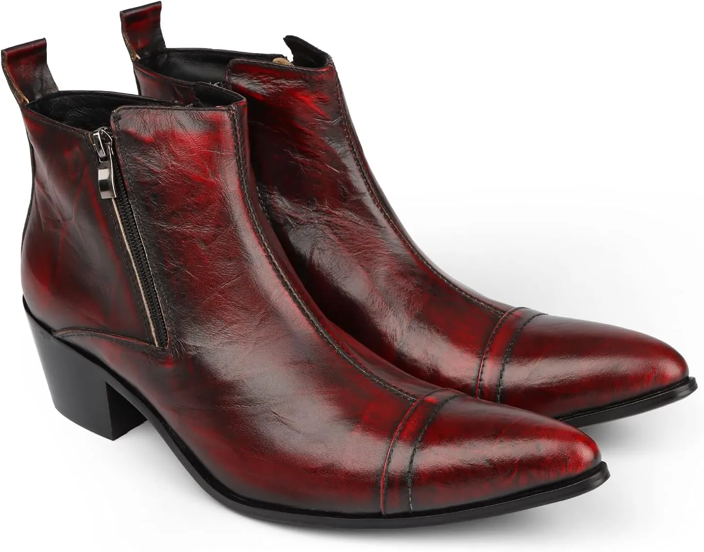 NEW Ankle Boots For Men Zip Captoe Boots 3cm Heel Office Club Holiday Business Party For Show The First Layer Of Cowhide