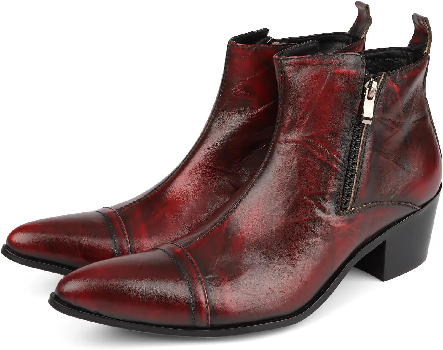 NEW Ankle Boots For Men Zip Captoe Boots 3cm Heel Office Club Holiday Business Party For Show The First Layer Of Cowhide