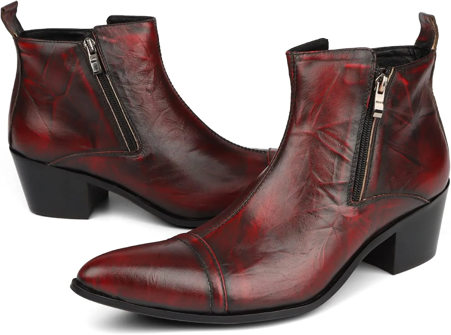 NEW Ankle Boots For Men Zip Captoe Boots 3cm Heel Office Club Holiday Business Party For Show The First Layer Of Cowhide