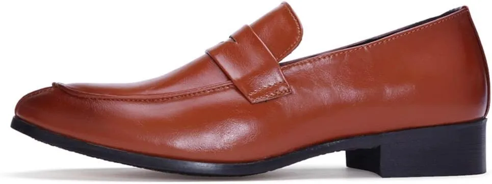 New Dress Shoes for Men Slip On Round Split Toe Cowhide Low Top Block Heel Anti-Slip Slip Resistant Outdoor