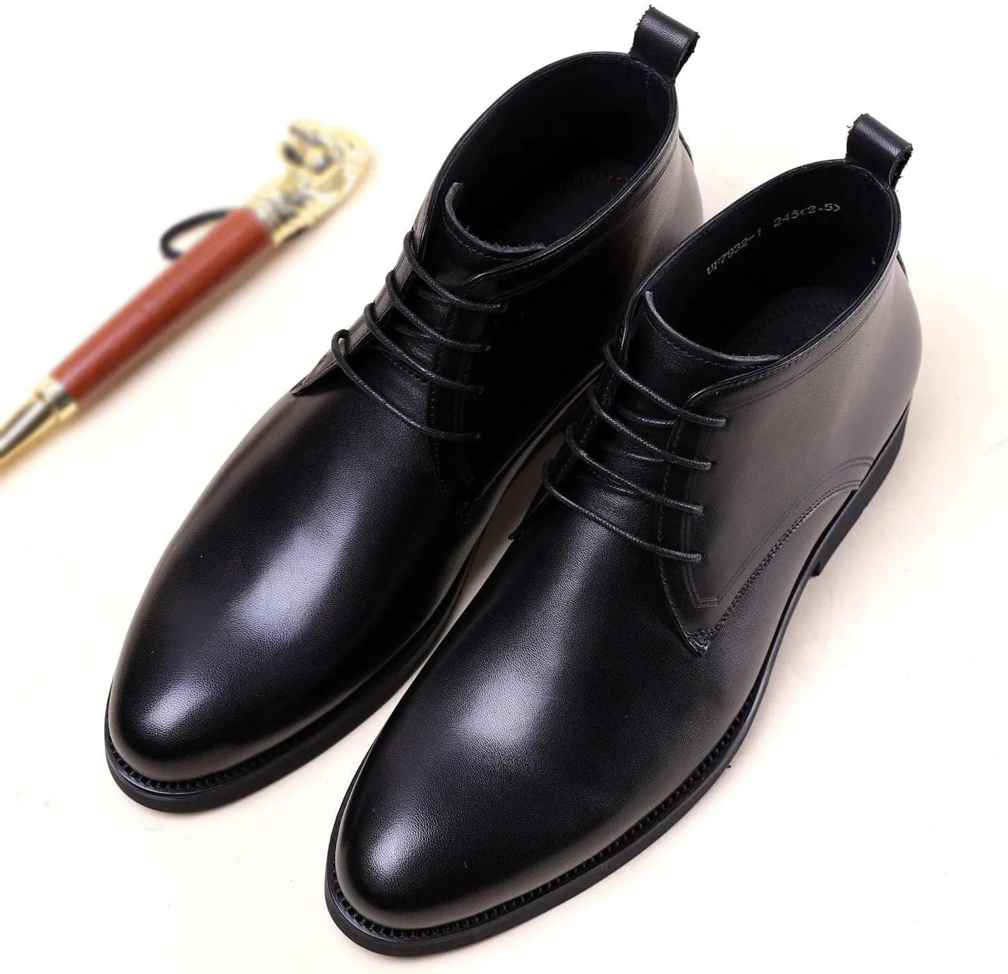 NEW For Men Ankle Boots Black Pull Tap Flat Lace Up Chukka Boots Office Show Holiday For Business The First Layer Of Cowhide