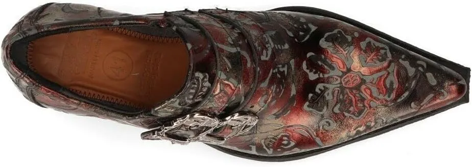 New Rock 7960 Mens Embossed Vintage Leather Buckle Steel Heel Shoes