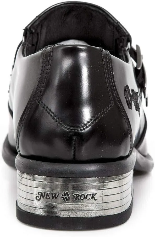 New Rock M-2246-S14 Mens Newman Shoes Black Leather Buckle Steel Heel