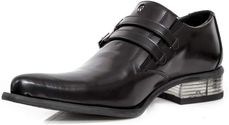 New Rock M-2246-S14 Mens Newman Shoes Black Leather Buckle Steel Heel