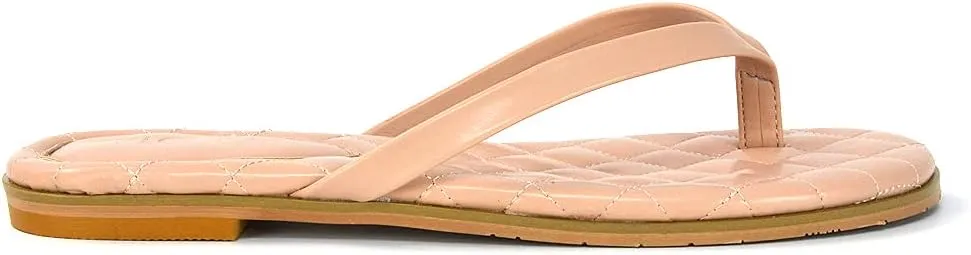 New Womens Quilted Insole Thong Sandals Ladies Casual Flip Flops Slip On Mule Size