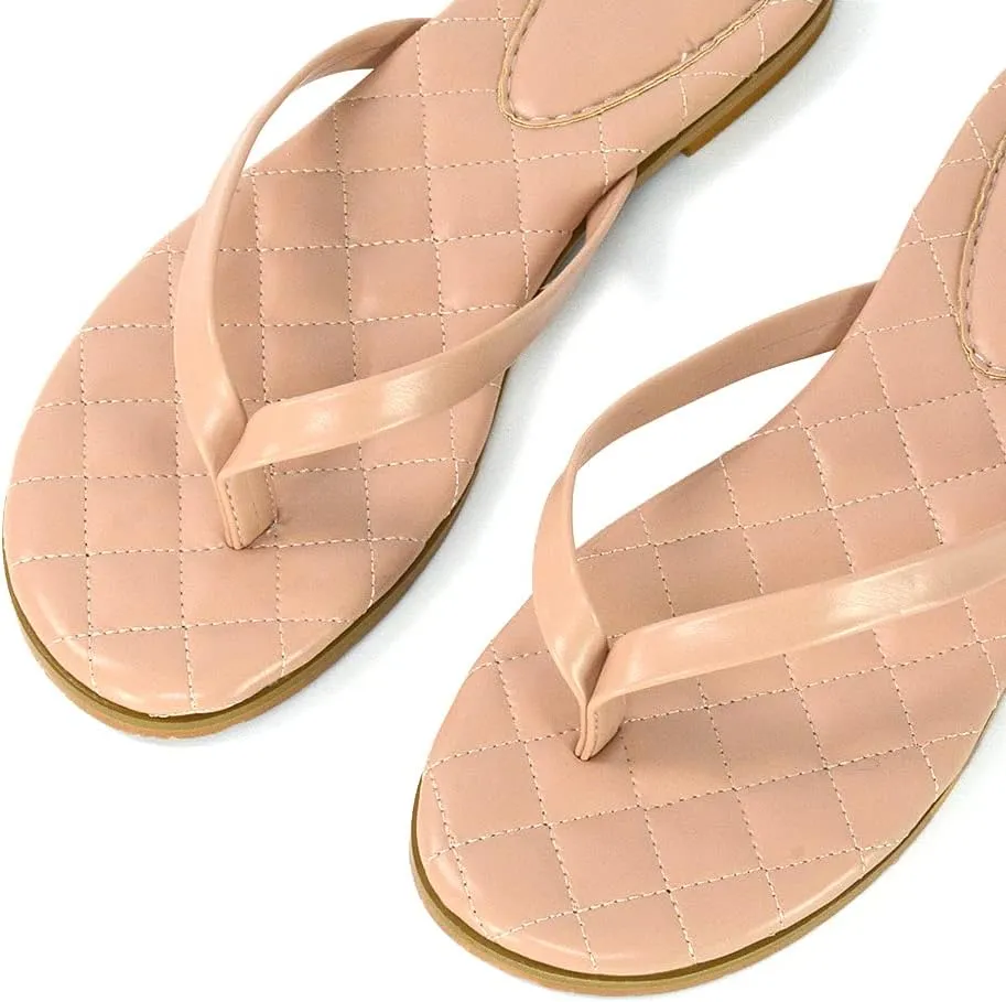 New Womens Quilted Insole Thong Sandals Ladies Casual Flip Flops Slip On Mule Size