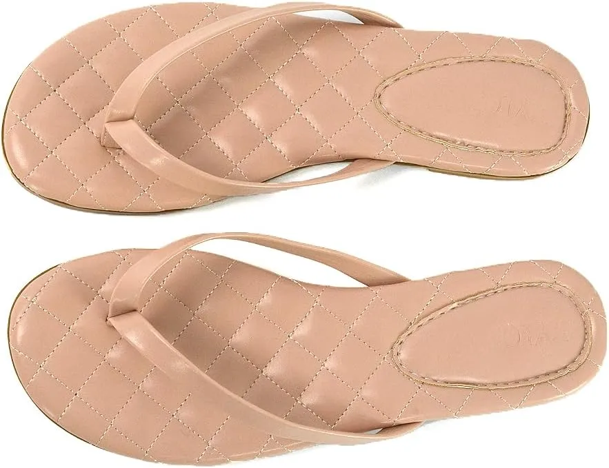 New Womens Quilted Insole Thong Sandals Ladies Casual Flip Flops Slip On Mule Size