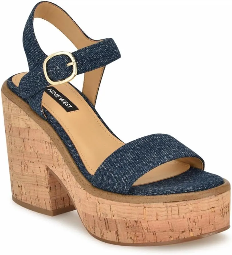 Nine West Women's Amye Ankle Strap Wedge Sandal