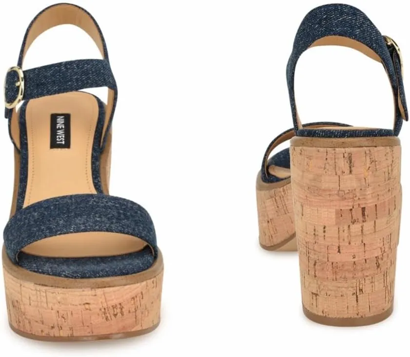 Nine West Women's Amye Ankle Strap Wedge Sandal