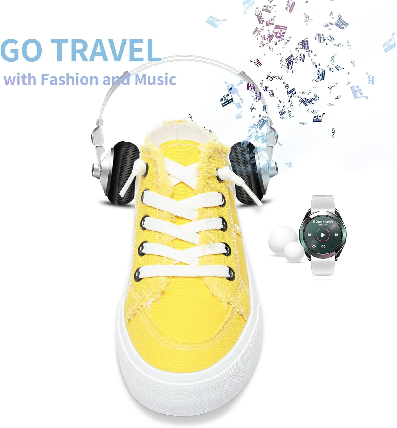 Obtaom Women Canvas Mules Memory Foam Clipper Fashion Sneakers Comfortable Slip-On Mule Backless Holiday Shoes